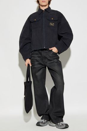 Willy Chavarria Stockton Work Denim Jacket, Mens, Black