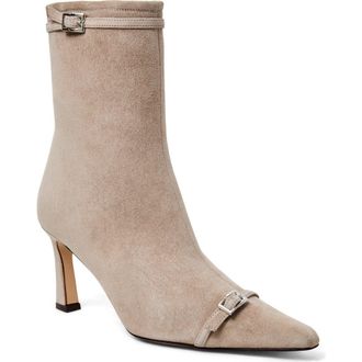 Bruno Magli Addison Belt Detail Bootie in Taupe Suede at Nordstrom Rack, Size 10.5