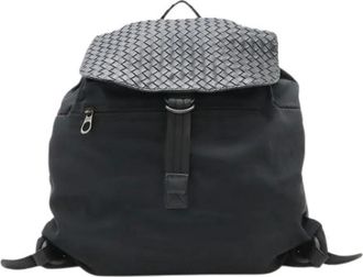 Bottega Veneta Pre-owned Intrecciato Nylon Leather Backpack - Heren - Vintage Rugzakken - Zwart - ONE Size - Nylon - Vintage