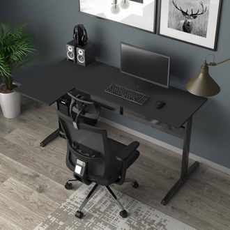 Dmora Dmora - Escritorio Dmarian, Escritorio De Esquina, Escritorio De Oficina Multiusos, Escritorio Fijo Ahorrador De Espacio, 80x140h75 Cm, Negro