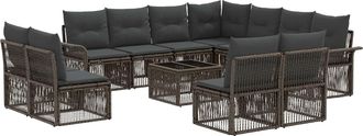 vidaXL Conjunto De Sof&aacute;s De Jard&iacute;n 12 Uds. Gris Rat&aacute;n Sint&eacute;tico Vidaxl