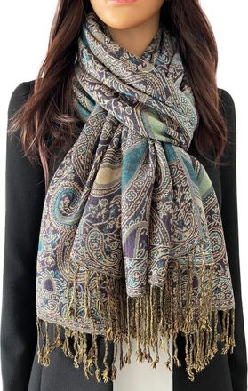 The Accessory Co. Women Pashmina Scarf Shawl Wrap - Large Long Paisley Floral Rainbow Ladies Scarves, Wearable Blanket Scarf, Womens Winter Scarfs, Indian Shawl Wedding