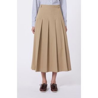 Max Mara Dorme Pleat Maxi Skirt in Hazelnut Brown at Nordstrom, Size 14