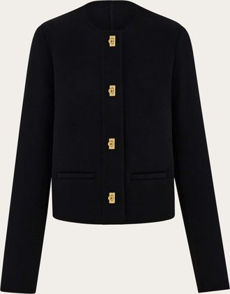 Ferragamo Women Wool and cashmere Gancini jacket Black
