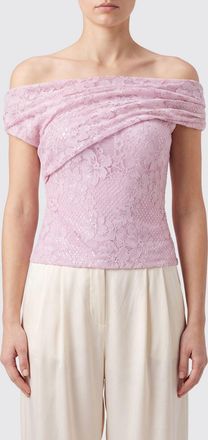 Self Portrait Top slim fit in pizzo con spalle scoperte e scollo retto