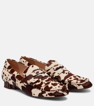 Farm Rio Printed calf hair penny loafers