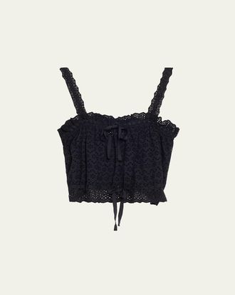 Ulla Johnson Isola Embroidered Eyelet Cotton Top