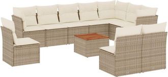 vidaXL Set De Sof&aacute;s De Jard&iacute;n 11pzas Con Cojines Rat&aacute;n Sint&eacute;tico Beige Vidaxl