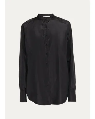 The Row Lula Silk Taffeta Button-Down Top