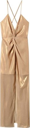 Twin-Set lamé maxi dress - Neutrals