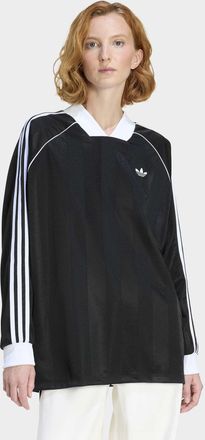 adidas Langarmshirt ADIDAS ORIGINALS 3S JAQUARD LS, Damen, Gr. XXL, schwarz, Obermaterial: 100% Polyester, V-Ausschnitt, Shirts Langarmshirt