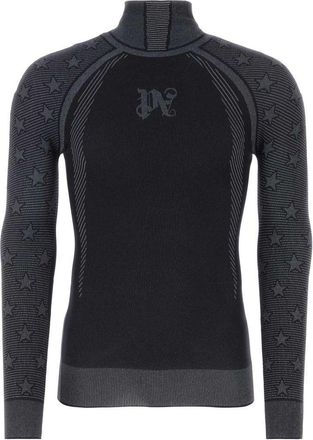 Palm Angels Mens Monogram Baselayer Ski Top Black - Size Small/Medium