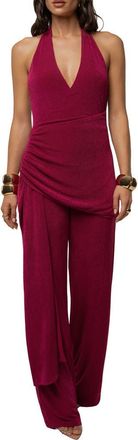 JLUXLABEL Rustic Charm Halter Jumpsuit in Fuchsia at Nordstrom, Size X-Large