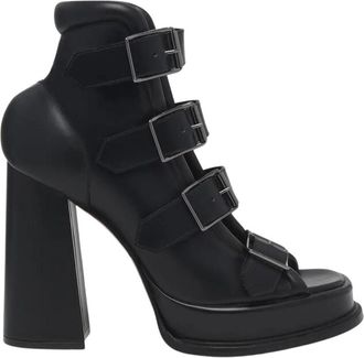 Alexander McQueen Multi-Buckle Platform Block Heel Pumps - Dames - Sandalen met hakken - Zwart - 36 EU - Leer - Schoenen