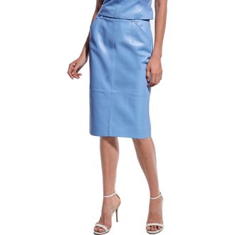AS by DF Becca Recycled Leather Skirt in Powder Blue at Nordstrom, Size X-Small