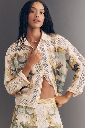 Farm Rio Royal Sea Buttondown Top