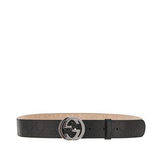 Gucci Leather belt with GG Interlock buckle Man 105