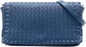 Bottega Veneta Pre-owned Geweven Nappa Crossbody Tas - Dames - Vintage Schoudertas - Blauw - ONE Size - Leer - Vintage