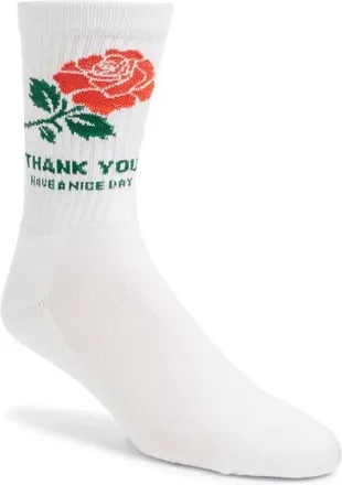 Market Rose Crew Socks in White at Nordstrom