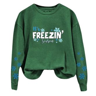 Generic Clearance Bargains Lightening Deals Oversized Sweatshirt Women Womens Vintage Santa Print Long Sleeved Merry Xmas Sweatshirt Tops Oversized Christmas 