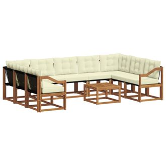 vidaXL Conjunto De Sof&aacute;s De Exterior Con Coj&iacute;n 10 Pcs Natural Y Crema Vidaxl