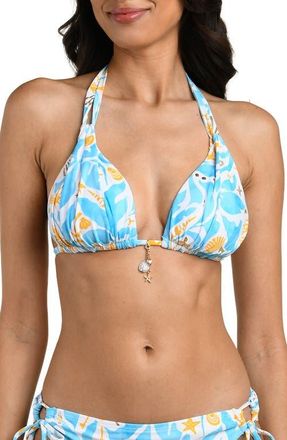 La Blanca Trinket Halter Bikini Top in Sky at Nordstrom, Size 12