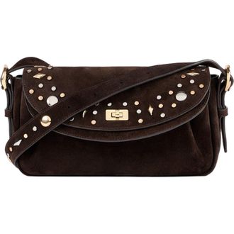 Sandro LE MAMBO JANYS studded suede bag in Black Brown at Nordstrom, Size Medium