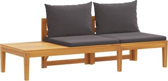 vidaXL Banco De Jard&iacute;n Y Mesa Cojines Gris Oscuro Madera Maciza Acacia Vidaxl