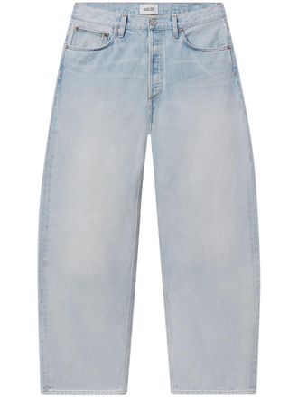 A Gold E Light-Washed Denim Trousers with Vintage-Inspired Finish