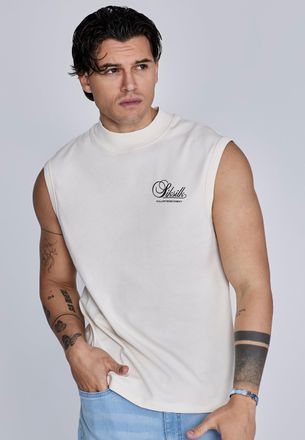 Siksilk Mens Ecru Sleeveless T-Shirt M