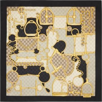 Gucci Scarf Stirflage GG 90x 90 - Dames - Zijden sjaals - Veelkleurig - ONE Size - Accessoires