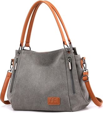 Nicole & Doris Shoulder Bag for Women Large Canvas Tote Bag Fashion Hobo Bags Simple Handbags for Ladies in Work,Shool,Daily Gray