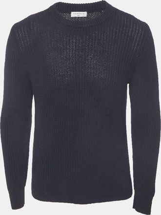 Sandro Navy Blue Rib Knit Crewneck Sweater