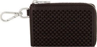 Vince Woven Zip Card Case in Cacao/Black at Nordstrom