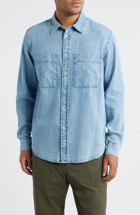 Paul Smith Casual Fit Organic Cotton Denim Button-Up Shirt in Light Base at Nordstrom, Size Xx-Large