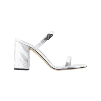 Alexander McQueen Alexander McQueen, Heeled Mules, female, Gray, Size: 6 1/2 US Leather sandals