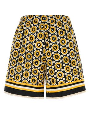 Valentino Garavani Mens Printed Poplin Bermuda Shorts Nerogialloavorio Exterior: Cotton Costumi Da Bagno
