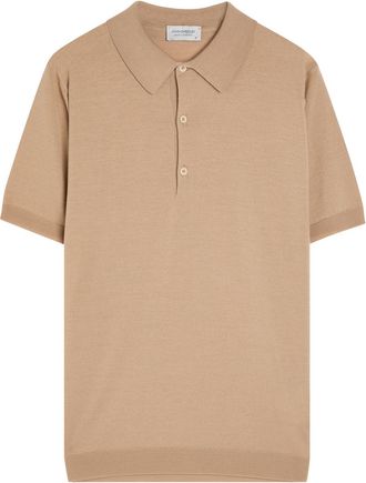 John Smedley Macloud Merino Wool Polo Shirt - Beige - Xxl