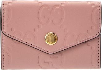 Gucci Soft Pink Jumbo Gg Leather Embossed Snap Wallet (Authentic Pre-Loved)