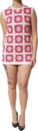 Dolce & Gabbana Womens Multicolor Brick Stitched Crochet Mini Dress