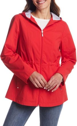 Gallery Water Resistant Hooded Raincoat in Red at Nordstrom, Size X-Large