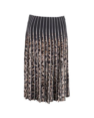Roberto Cavalli Pleated Leopard Print Skirt in Animal Print Silk