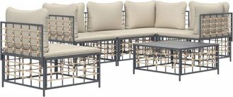 vidaXL Vidaxl - Juego De Muebles De Jard&iacute;n 6 Pzas Cojines Antracita Rat&aacute;n Pe