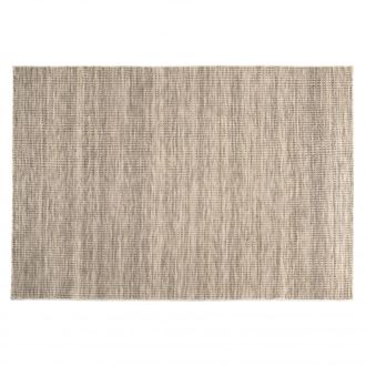 Macabane Alfombra rectangular de lana blanco y caqui de 200x290 cm