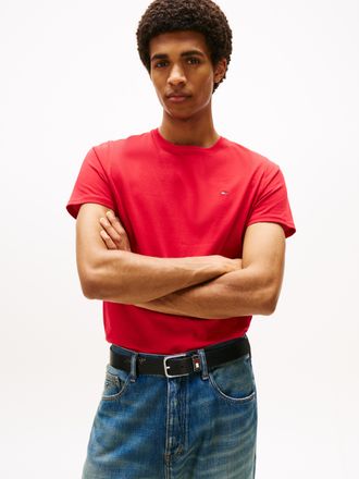 Tommy Jeans TJM ESSENTIAL SOLID TEE mit Rundhalsausschnitt und dezenter Logo-Flag