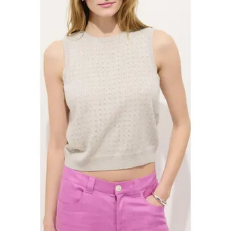 Alex Mill Odette Cotton & Cashmere Pointelle Sweater Tank in Heather Grey at Nordstrom, Size X-Small