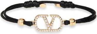 Valentino Garavani Crystal VLOGO Cord Bracelet in Black Multi at Nordstrom