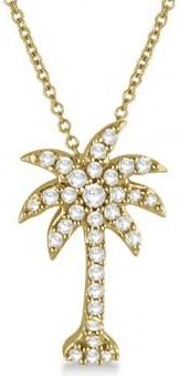 Allurez Palm Tree Shaped Diamond Pendant Necklace 14k Yellow Gold (1/4ct)