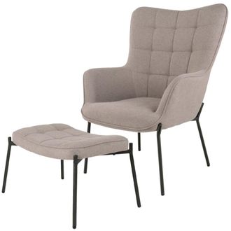 Moloo y reposapi&eacute;s vintage en tela boucl&eacute; color topo