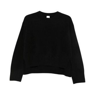 C.T. Plage Jersey de cuello redondo fino - Knitwear - Mujer - Negro - XS